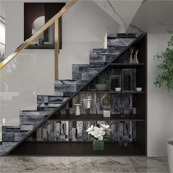 Vintage Gray Brick Peel and Stick Wallpaper Textured Faux Stone 17x236 Inch - Picture 4 of 8